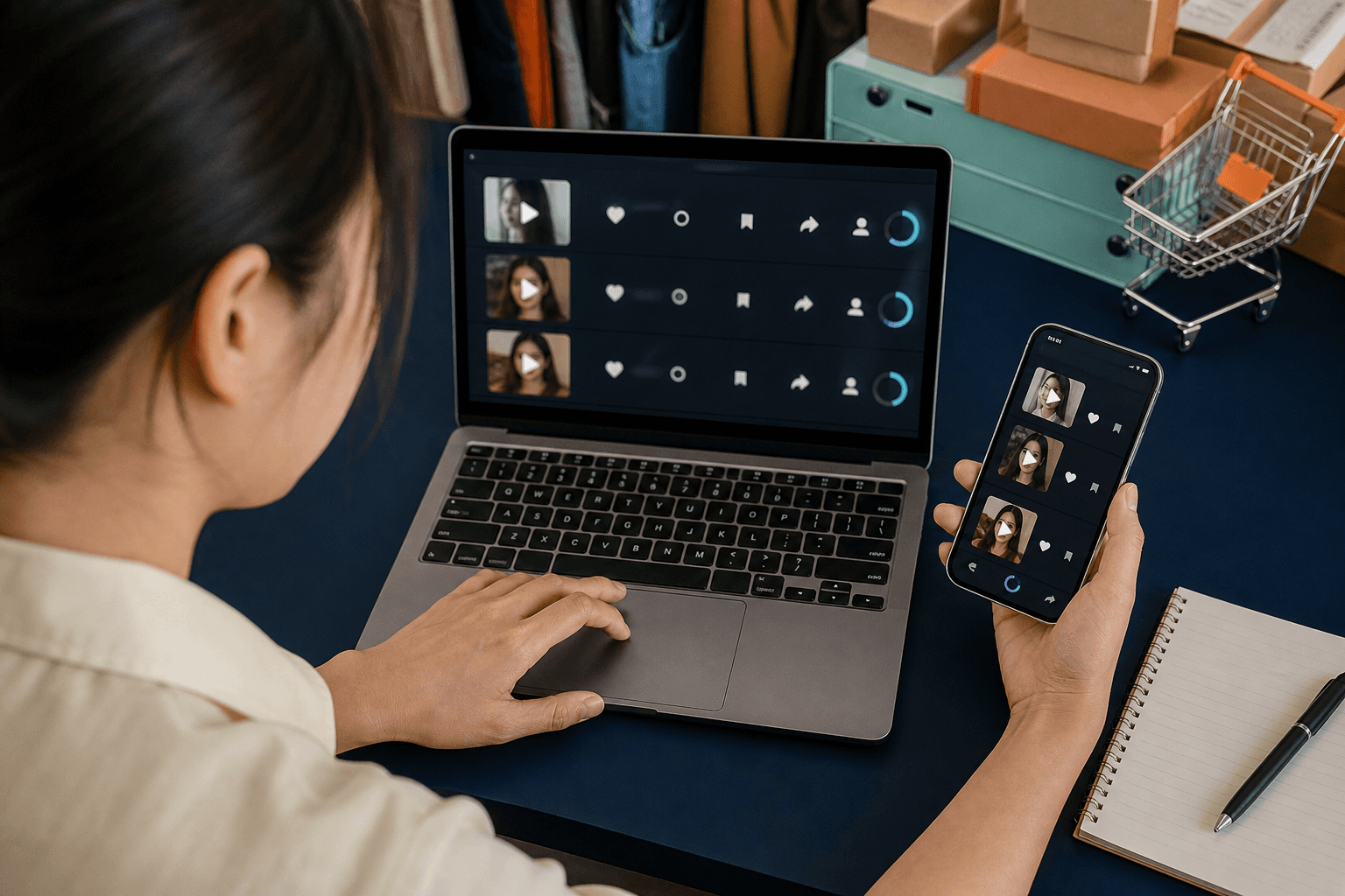 Three social post formats with view, like, save, share, and refill service markers